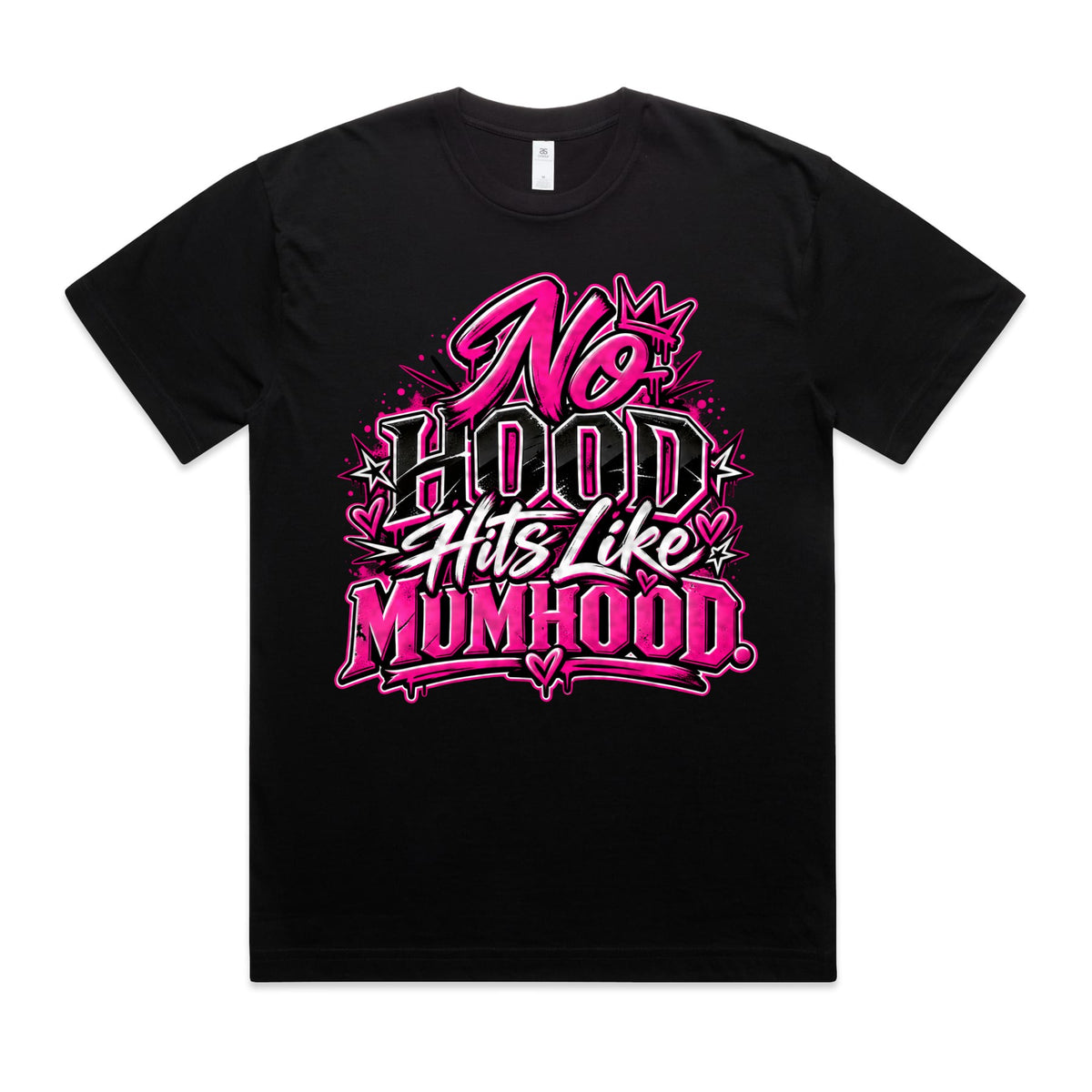 No Hood Hits Like Mumhood Oversized Tee, front